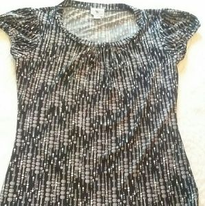 Worthington Black White Grey Stretch Blouse SP